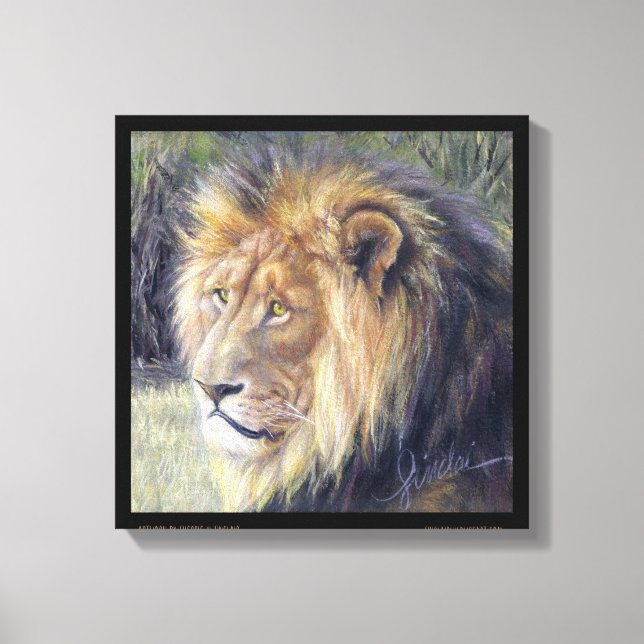 "Sua Majestade" Tela de 14" x 14" Impressão do Leã (Frente)