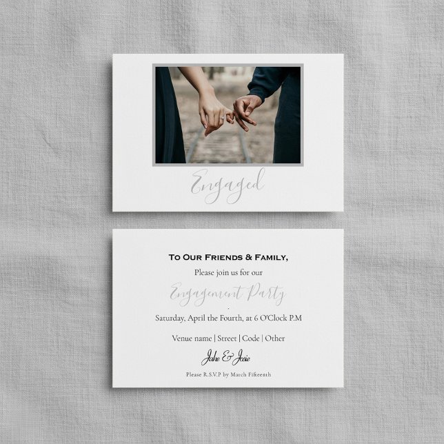 Sua própria foto, cartão de festas de lançamento (Your own photo, engaged announcement party card.)