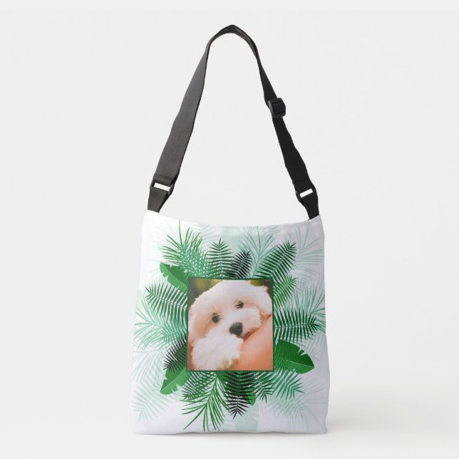 Suas 2 fotos no Palm Leaf Frames bolsas personaliz (Frente)