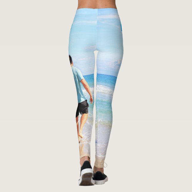 Suas Leggings de Foto com Texto Personalizado (Verso)