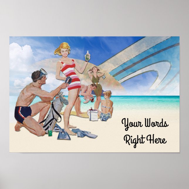 Suas palavras neste Poster de praia interplanetári (Frente)
