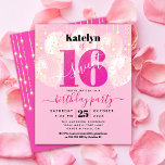 Suave 16 Balões - Leitura Cor-de-Rosa de Orçamento<br><div class="desc">"Feliz Doce 16". Envie este convite de festas maravilhoso, simples, festivo, moderno, personalizado para um evento a se lembrar. A tipografia negra e a escrita manual, de cor branca, têm um brilho "16" rosa-quente, balões cor-de-rosa-pincelado e luzes de cordas cintilantes douradas sobre um fundo de rosa claro mole. Personalize o...</div>