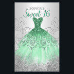 Suave 16 Envergado Verde de Prata Orçamental Convi<br><div class="desc">Prata Emerald Green Sparkle Vestido 16 Doce Convite Aniversário</div>