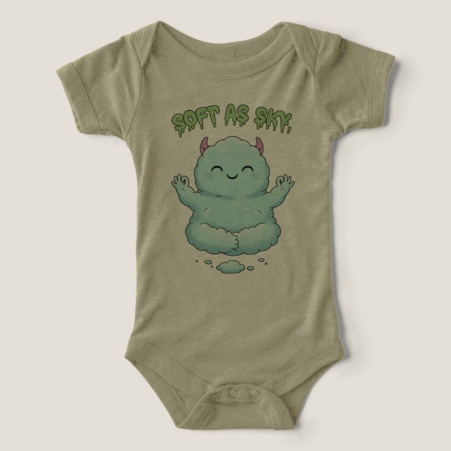 Suave como o Céu: Kawaii Monstro de Nuvem Zen Yoga (Design frontal)