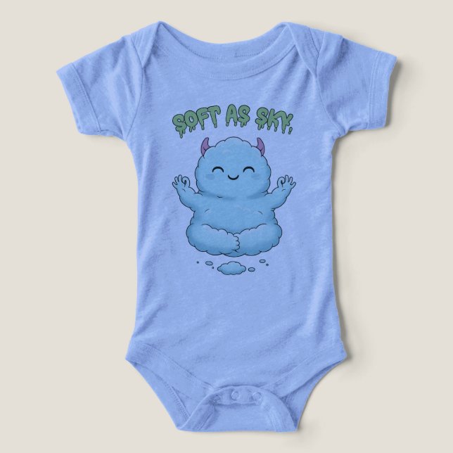 Suave como o Céu: Monstro de Nuvem Kawaii Zen Yoga (Design frontal)