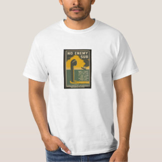 Sub inimigo, camiseta do poster do vintage WWII