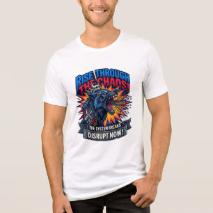 Suba Pelo Caos Camiseta Gráfica do Lobo Cibernétic