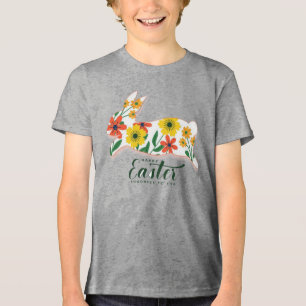 Sublimação de coelho floral felz pascoa-66366
