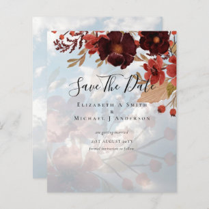 Sublime Burgundy Floral Wedding SAVE DATAS Orçamen