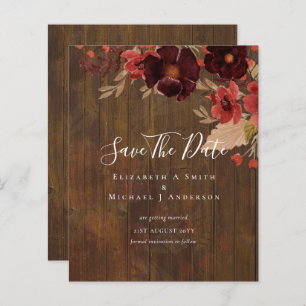 Sublime Burgundy Floral Wedding SAVE DATAS Orçamen