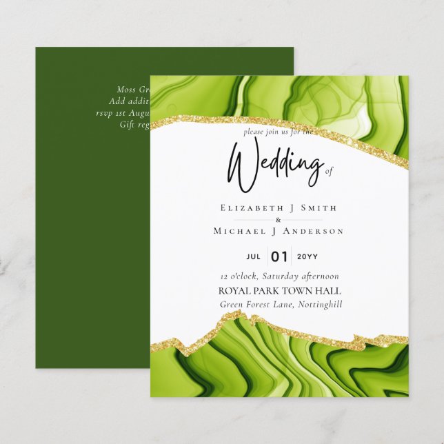 Sublime Convites de casamento Glitter de ouro AGAT (Frente/Verso)