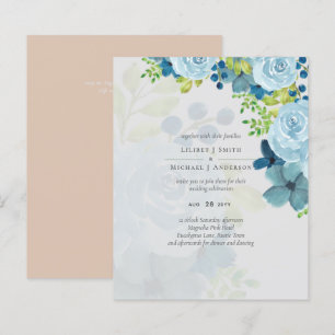 Sublime Dusty Blue Floral Coral Peach Chic