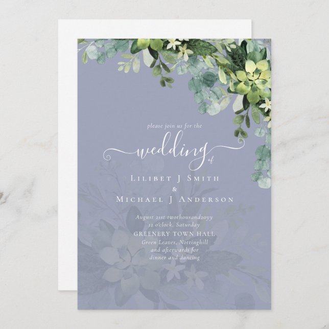 Sublime Dusty Blue GREENERY Eucalyptus WEDDING (Frente/Verso)