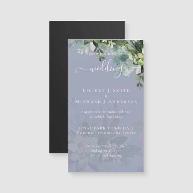 Sublime Dusty Blue GREENERY Eucalyptus WEDDING (Frente/Verso)