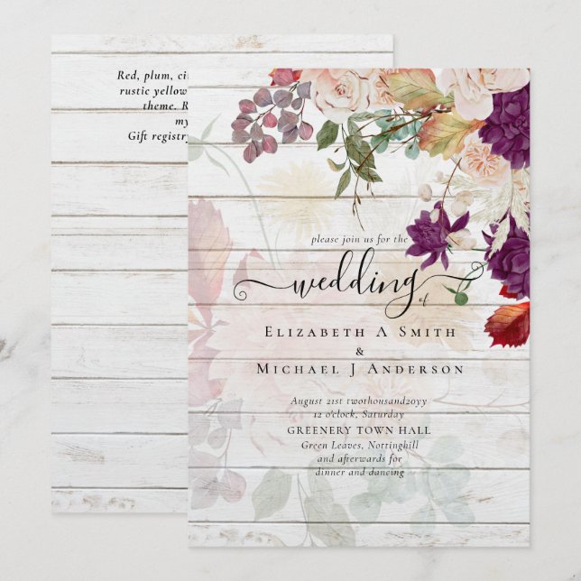 Sublime Mulberry laranja Floral Wedding Suite (Frente/Verso)
