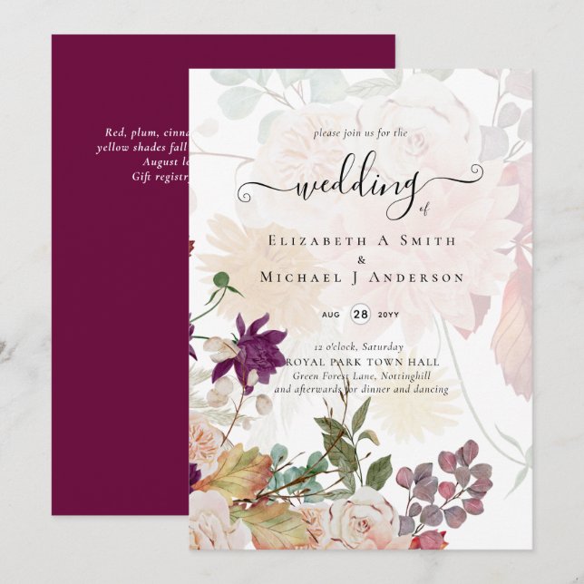 Sublime Mulberry laranja Floral Wedding Suite (Frente/Verso)