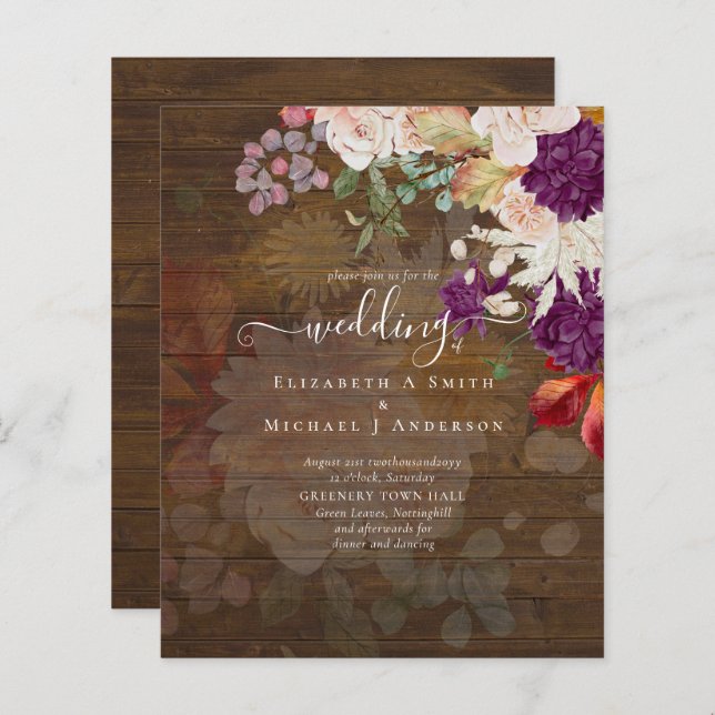 Sublime Mulberry laranja Floral Wedding Suite (Frente/Verso)