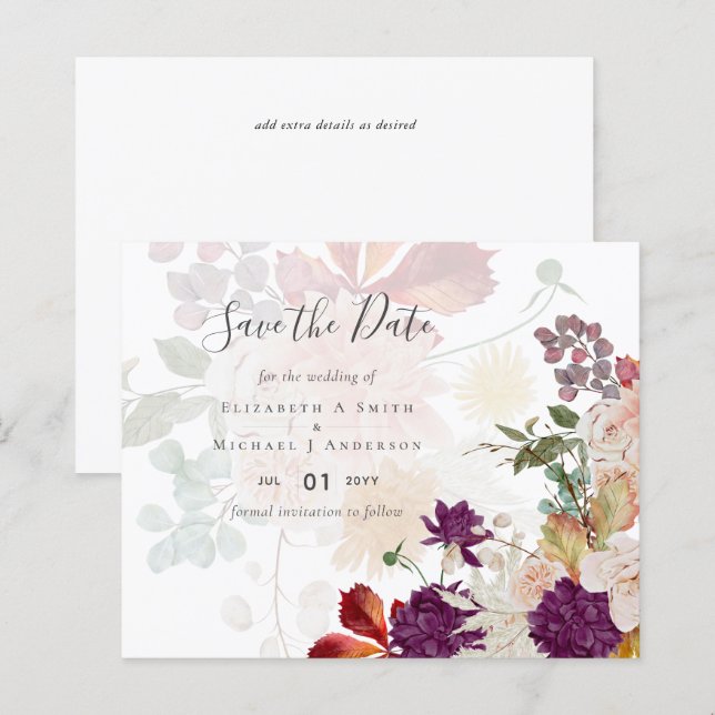 Sublime Mulberry laranja Floral Wedding Suite (Frente/Verso)