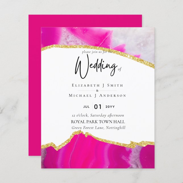 Sublime o ORÇAMENTO de Convites de casamento de Ág (Frente/Verso)