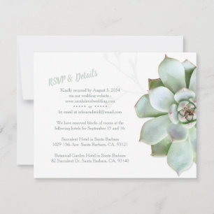 Succulent chique que Wedding RSVP & acomodações