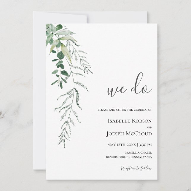 Succulent Greenery | Convite De Casamento (Frente)