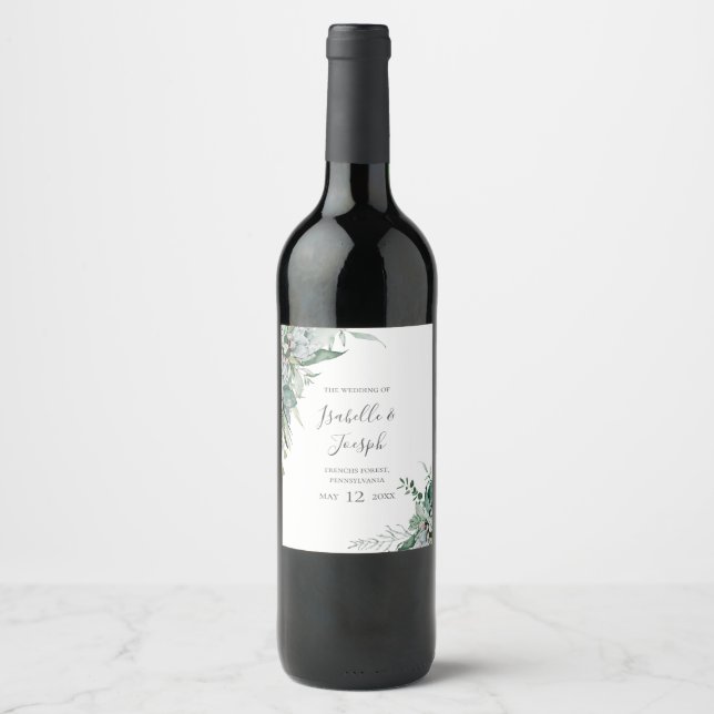 Succulent Greenery | Rótulo De Vinho De Casamento (Frente)