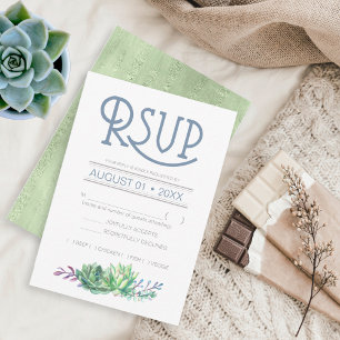 Succulents e faísca que Wedding RSVP ID515 verde