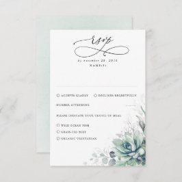 Succulents Greenery and Silver Wedding RSVP