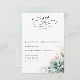 Succulents Greenery e RSVP de Casamento Dourado Ro