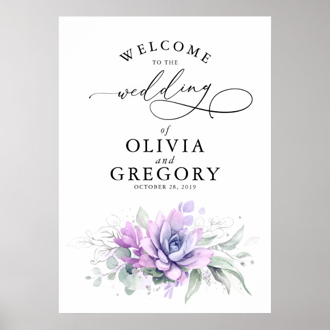 Succulents Greenery Wedding Poster (Frente)