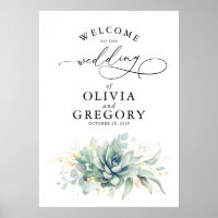 Succulents Greenery Wedding Poster