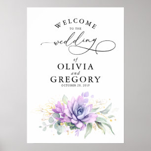 Succulents Greenery Wedding Poster de Boas-vindas