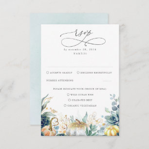 Succulents Pumpkins Greenere e RSVP de Casamento D