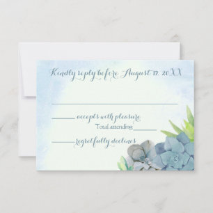Succulents que Wedding a aguarela azul RSVP