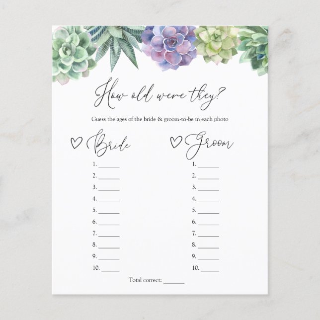 Suculenta Quantos Anos Eles Tinham Noiva e Jogo De (Frente)