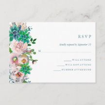 Suculentes e flores de aquarelas verdes | RSVP