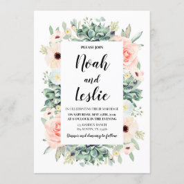 Suculentos convite para o casamento floral