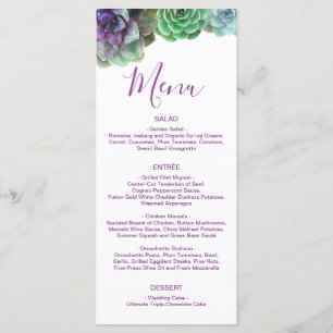 Sucultivos de Aquarela Menu Casamento