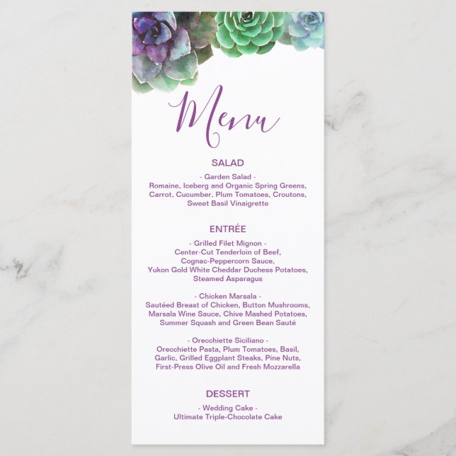 Sucultivos de Aquarela | Menu Casamento (Frente)