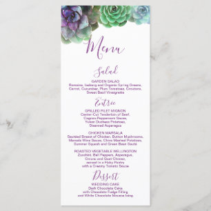 Sucultivos de Aquarela Menu Casamento