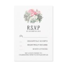 Sucultivos e cartões RSVP de Casamento de Flores R