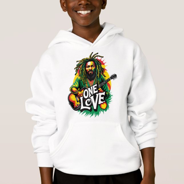 Sudadera con capucha One Love el Rey del Reggae (Frente)