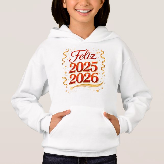 Sudadera con Capucha para Niña – Diseño “Feliz 202 (Frente)