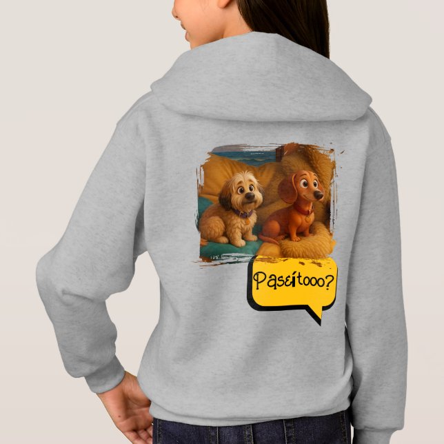 Sudadera con Capucha Perritas Hermanas Aventureras (Verso)