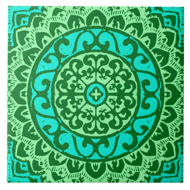 Sudoeste do Sol Mandala Batik, Verde limão (Frente)