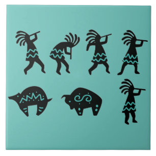 Sudoeste Petroglich Turquoise Kokopelli
