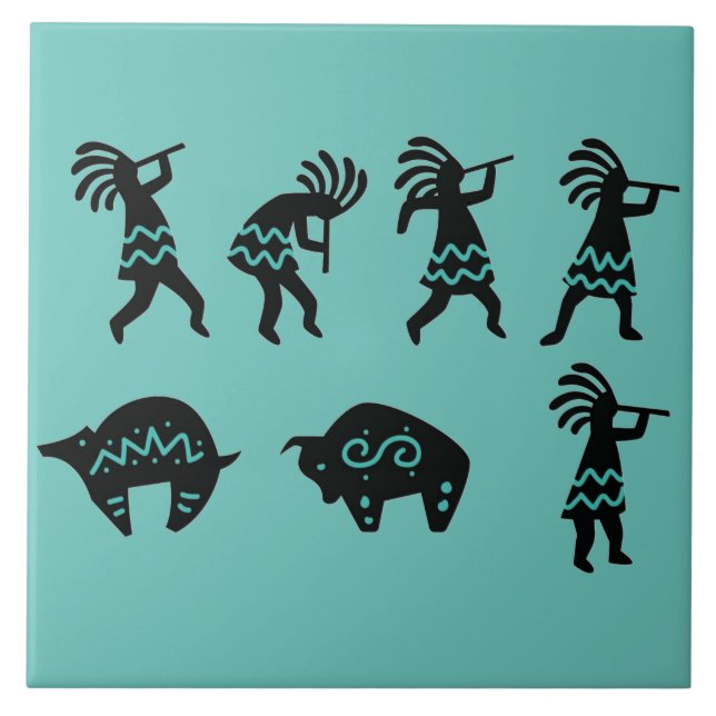 Sudoeste Petroglich Turquoise Kokopelli (Frente)