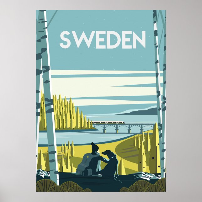 Suecia Forest Nature poster de viagens vintage (Frente)