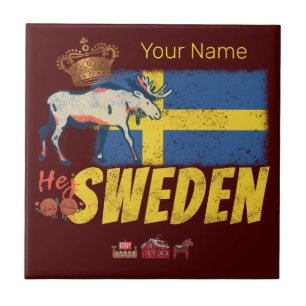 Suecia Vintage Flag Retro Moose Holidir Souvenir