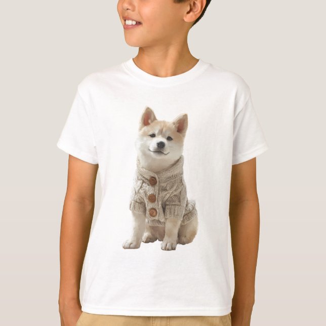 Suéter Abotoado Cachorro Shiba Infantil (Frente)